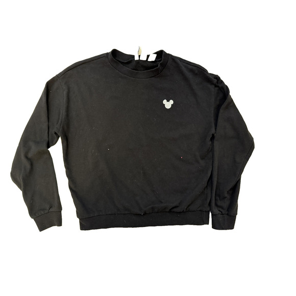 Disney H&M Sweatshirt Womens Medium Black Mickey Mouse Crewneck Pullover Divided - Picture 1 of 7